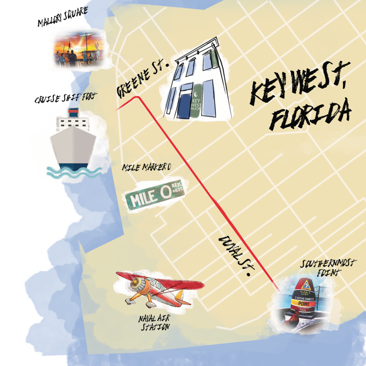 Key West, FL Travel Destination Map