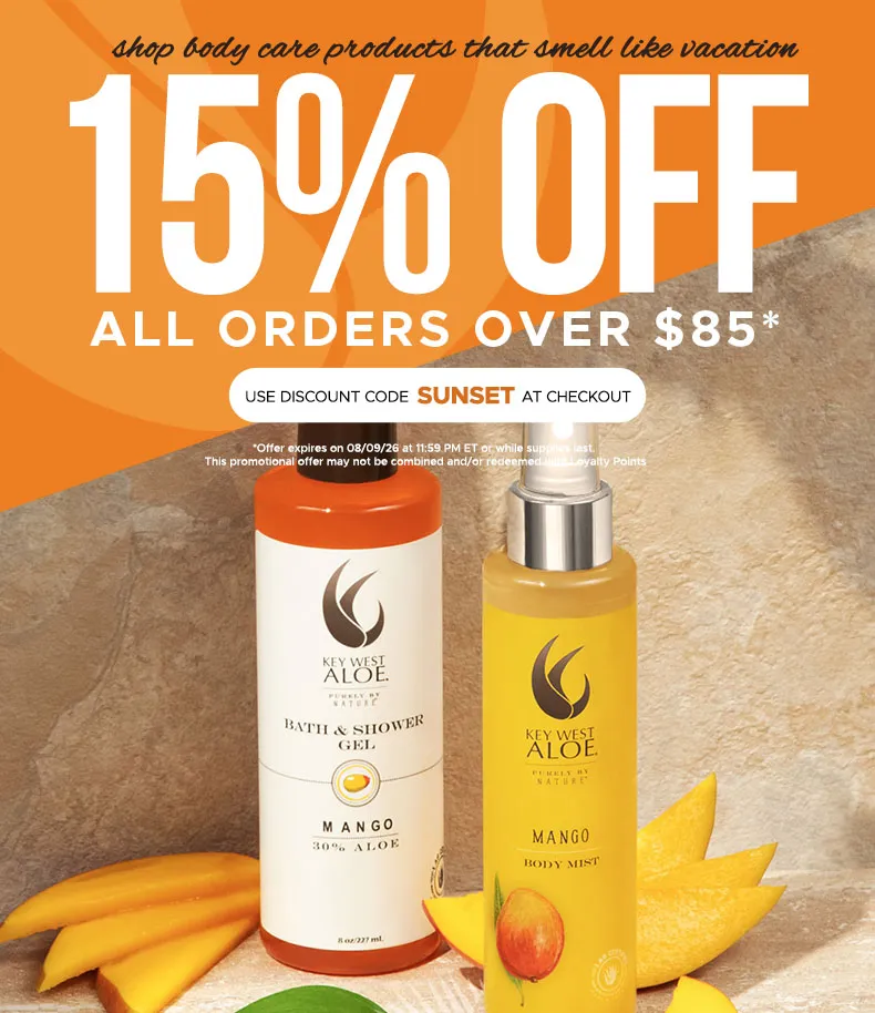 15% OFF All Orders $85+ Use Code SUNSET