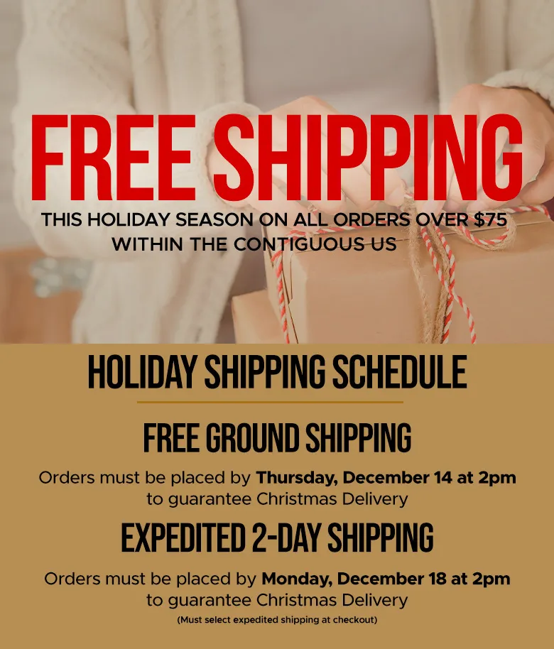 Holiday Shipping Schedule