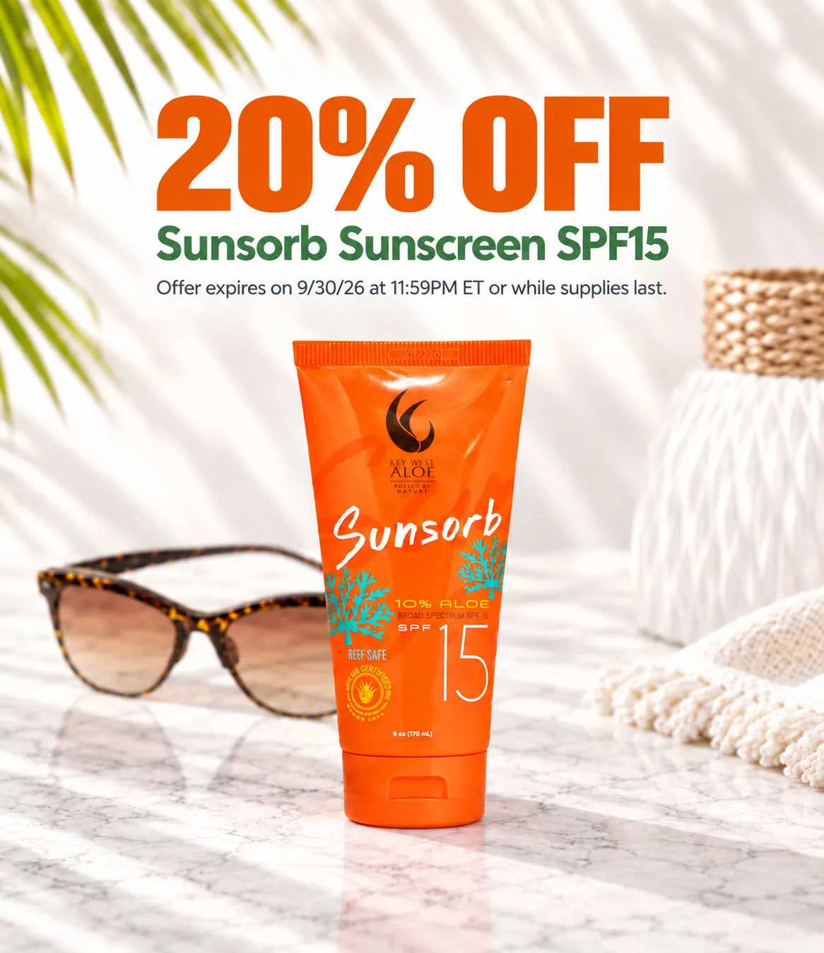 20% OFF SUNSORB SUNSCREEN SPF15
